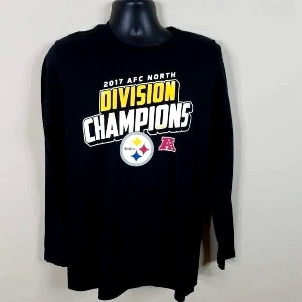 Pittsburgh Steelers Long Sleeve Shirt Mens Medium Black 2017 AFC Champs NFL